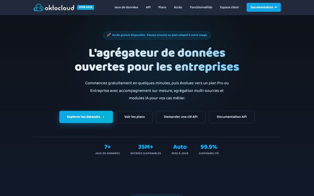 OktoCloud Open Data : les données publiques françaises dans une seule API